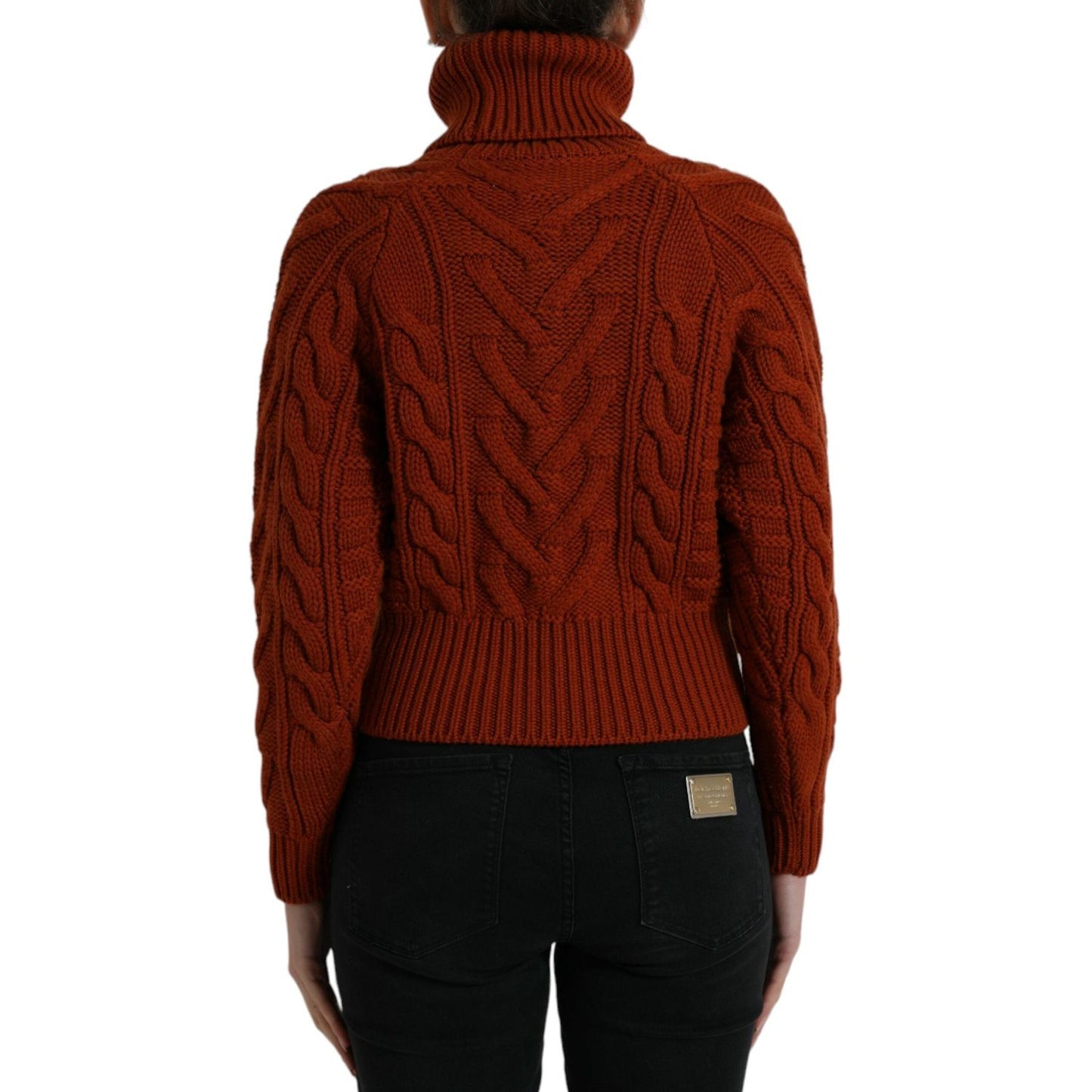 Elegant Brown Turtleneck Wool Sweater