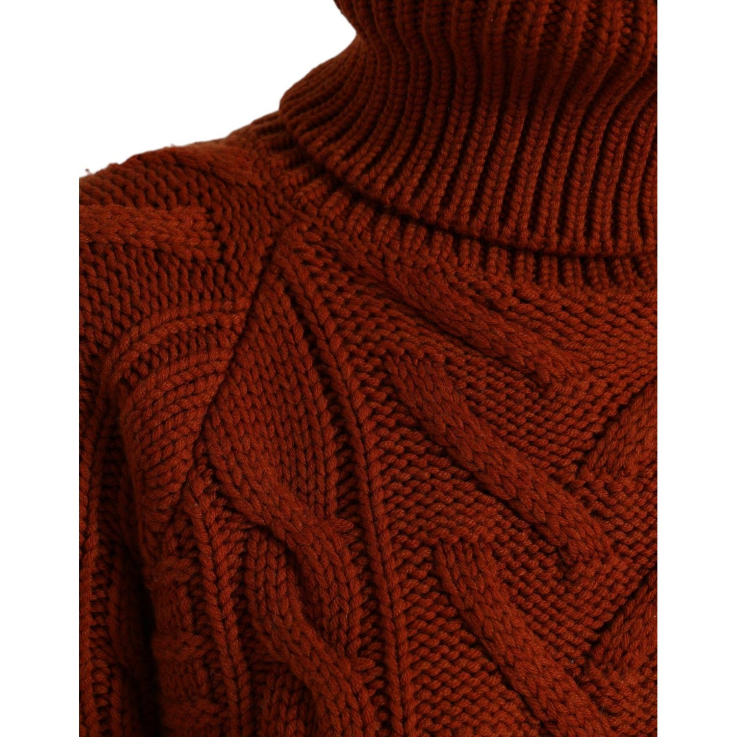 Elegant Brown Turtleneck Wool Sweater