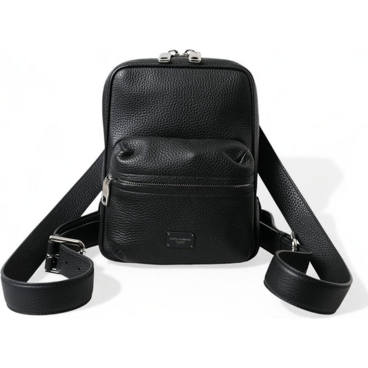 Chic Black Calf Leather Small Backpack