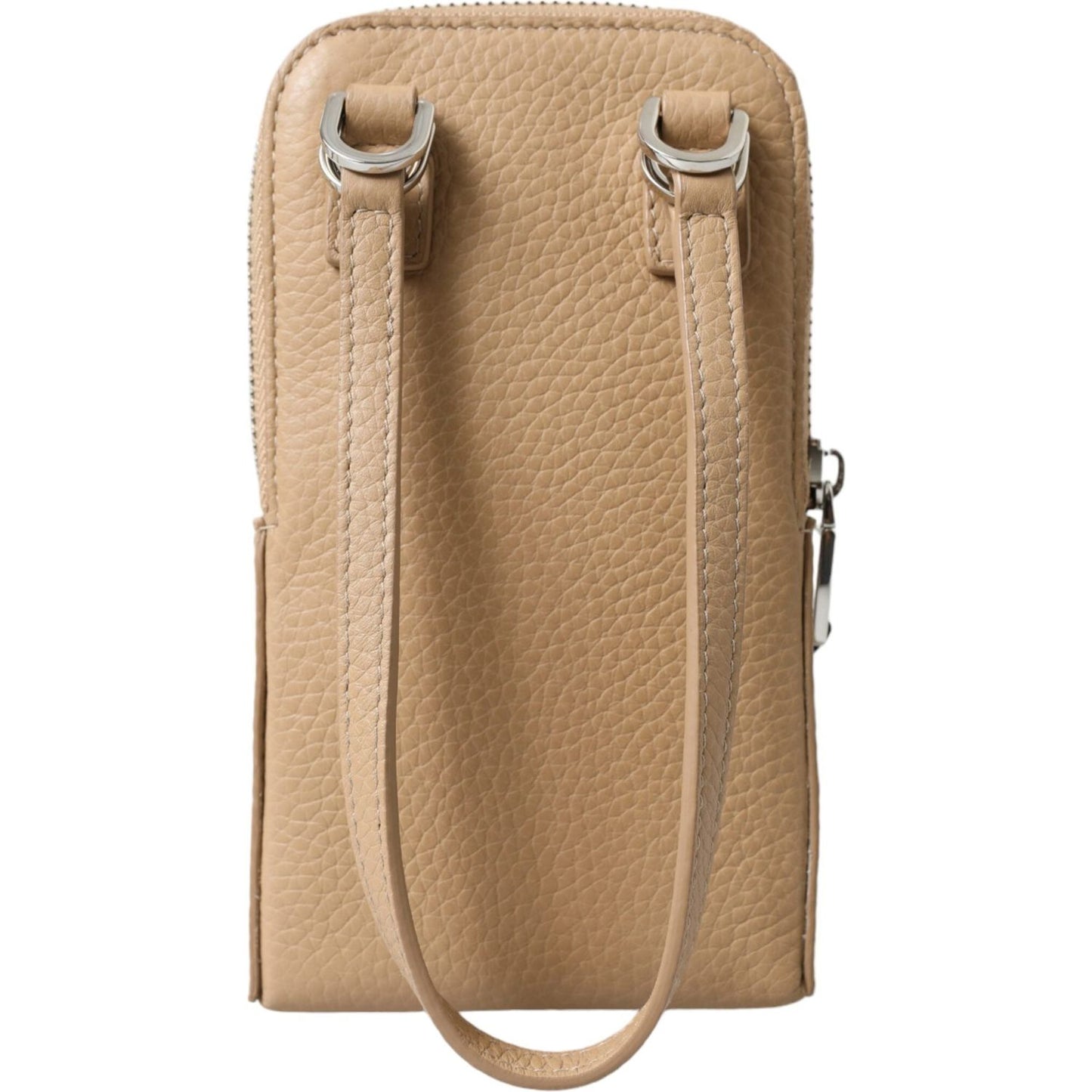 Elegant Beige Leather Crossbody Phone Bag