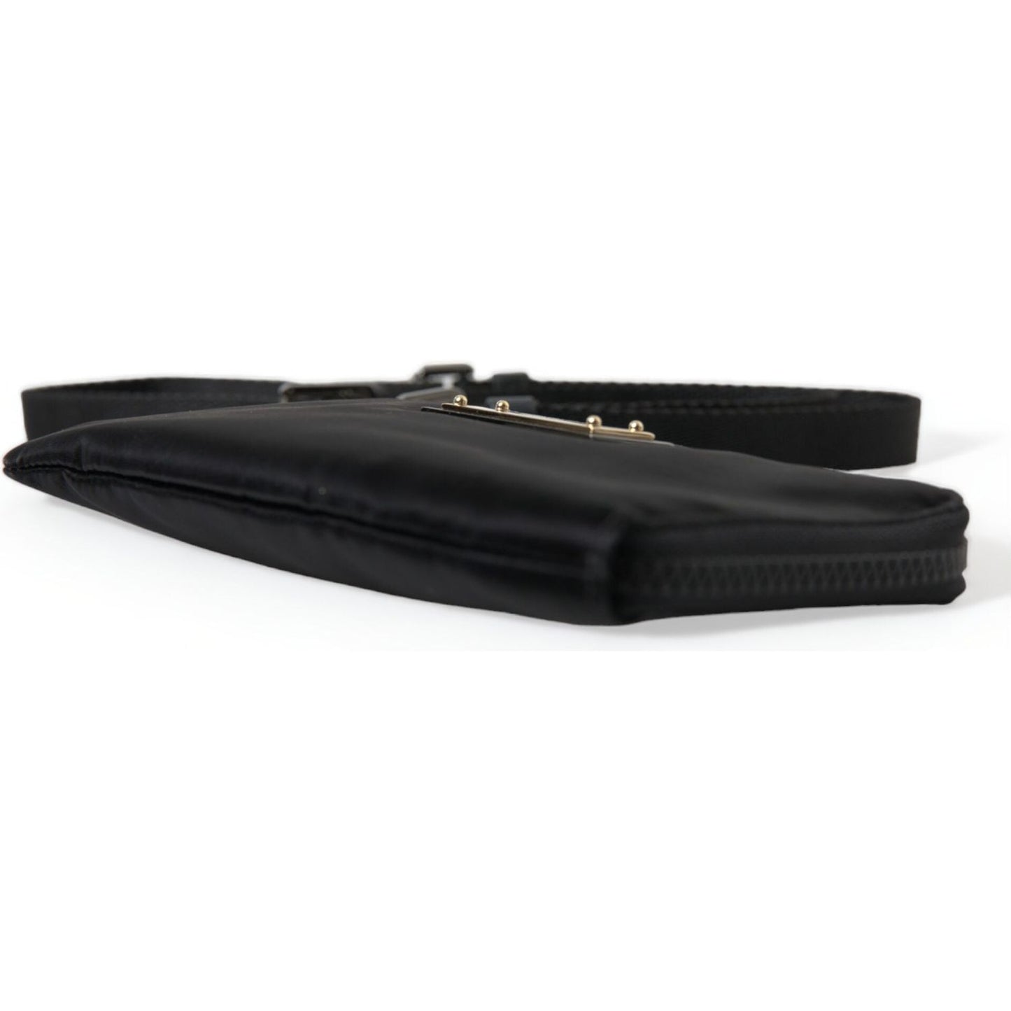 Elegant Black Nylon & Leather Pouch