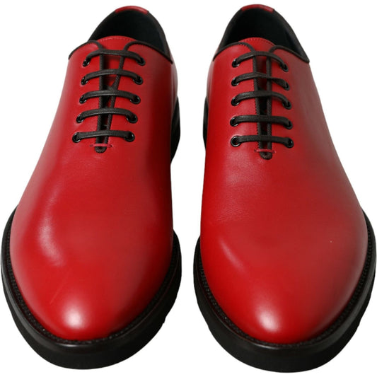 Elegant Red Leather Oxford Dress Shoes