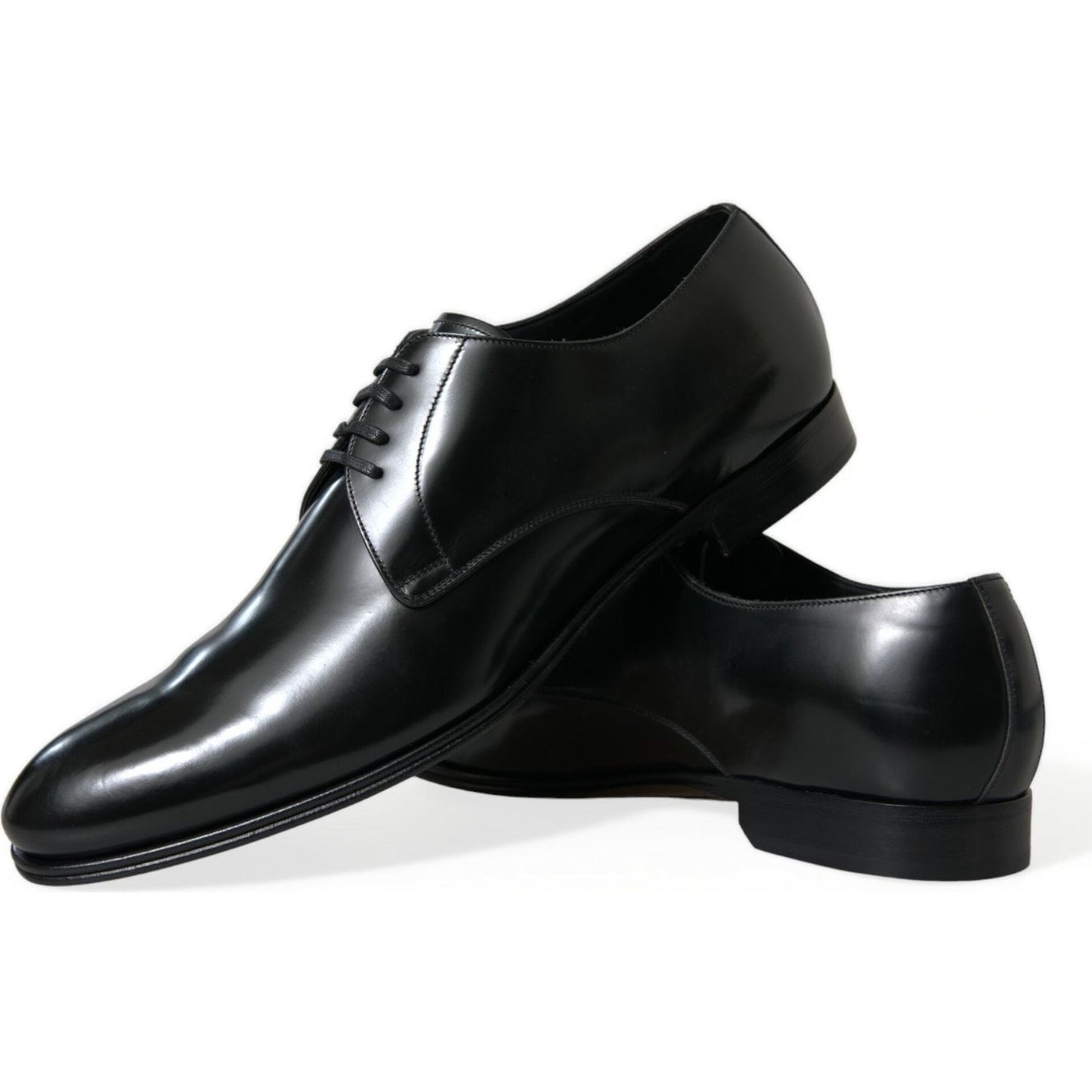 Elegant Black Calfskin Men's Derby Shoes