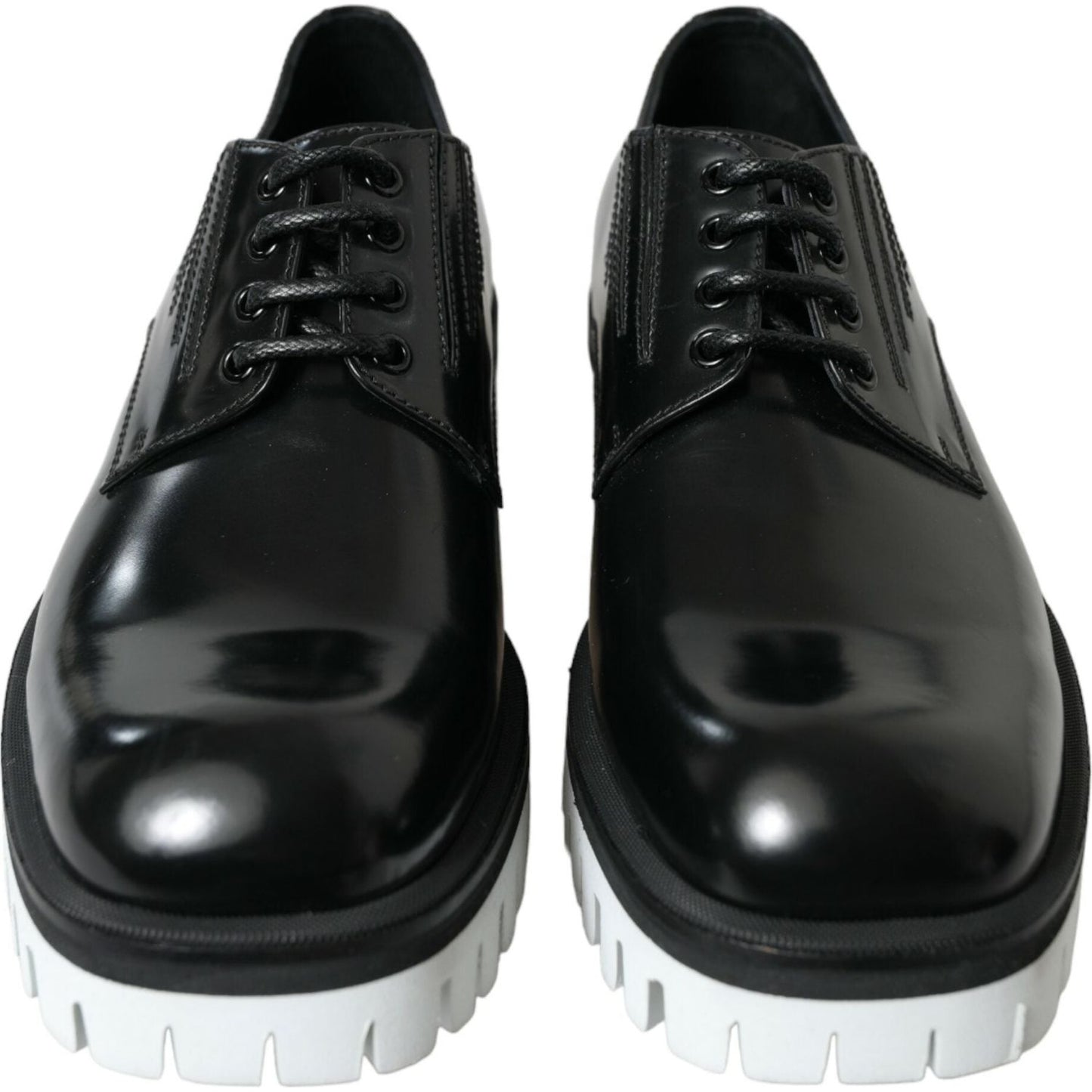 Sophisticated Black and White Leather Derby Shoes