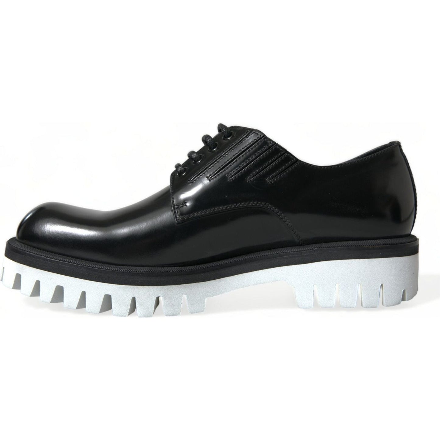 Sophisticated Black and White Leather Derby Shoes