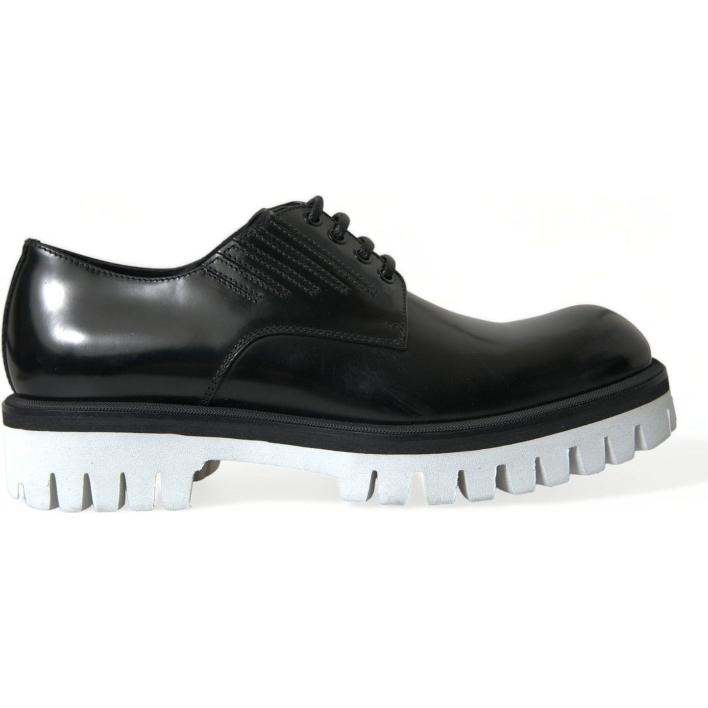 Sophisticated Black and White Leather Derby Shoes