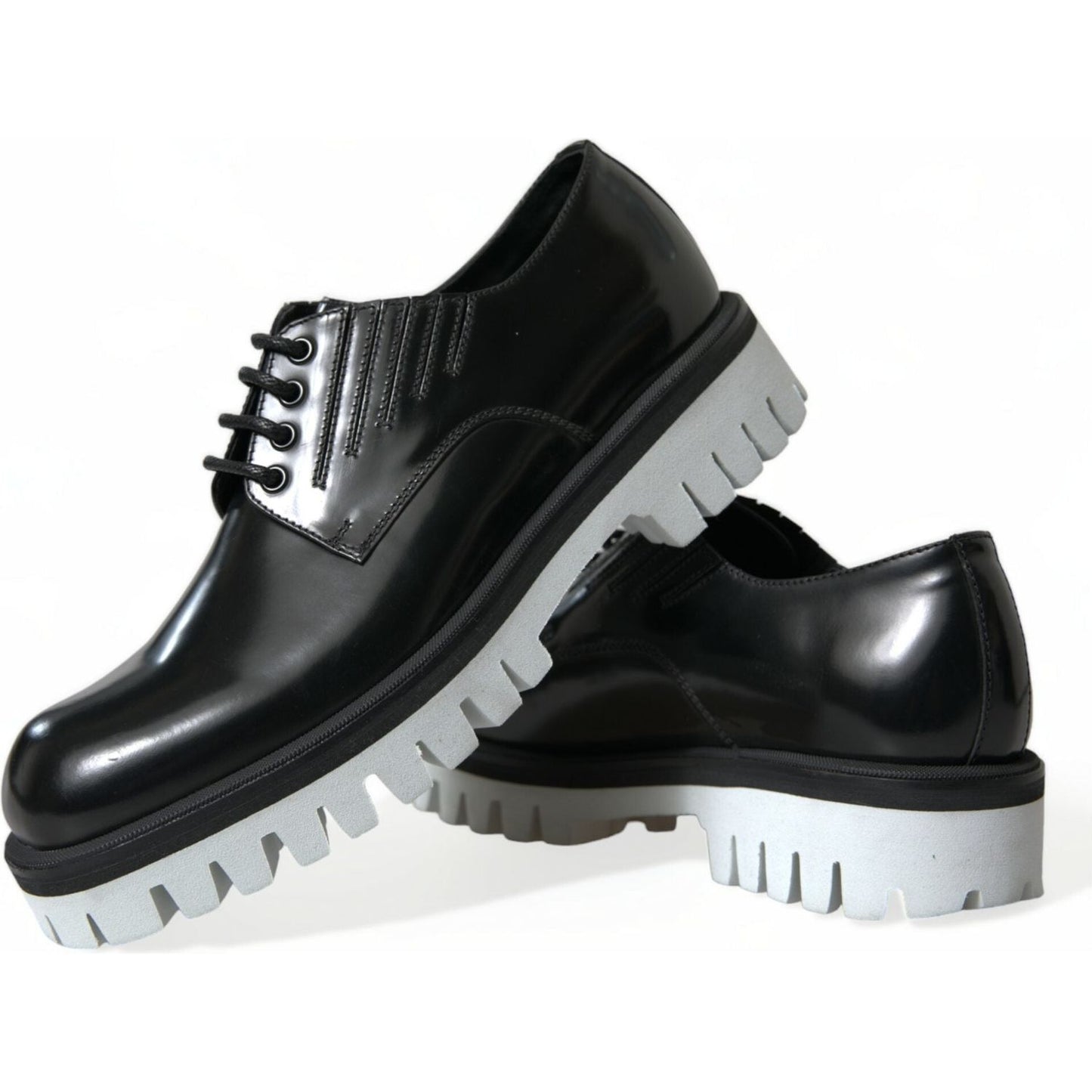 Sophisticated Black and White Leather Derby Shoes