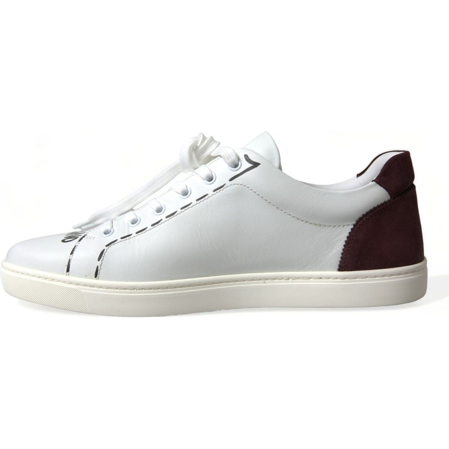 Exclusive White Bordeaux Low Top Sneakers