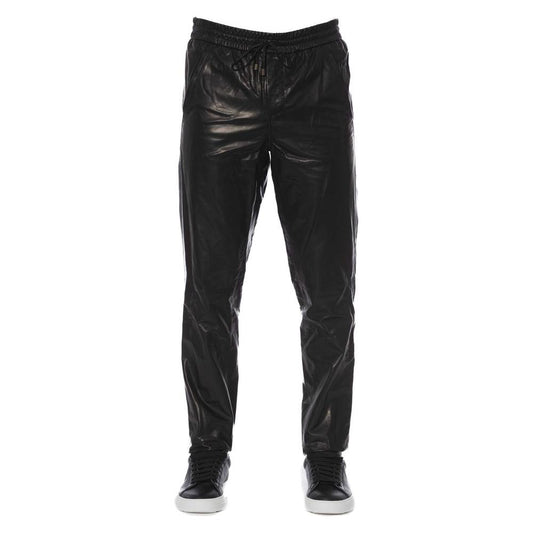 Sleek Black Leather Trousers for Men