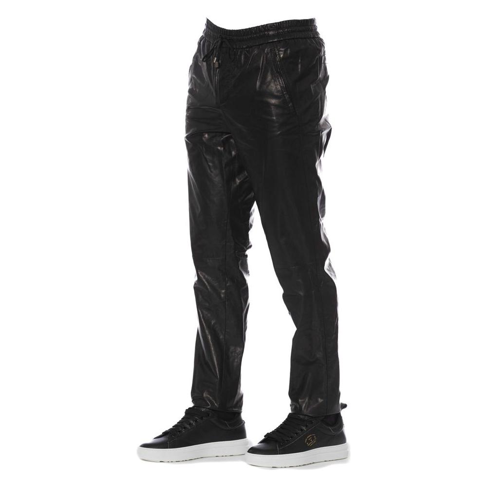 Trussardi Black Lamb Leather Jeans & Pants