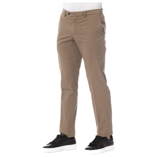 Elegant Cotton Trousers in Classic Brown Trussardi