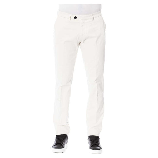 Elegant White Cotton Blend Trousers