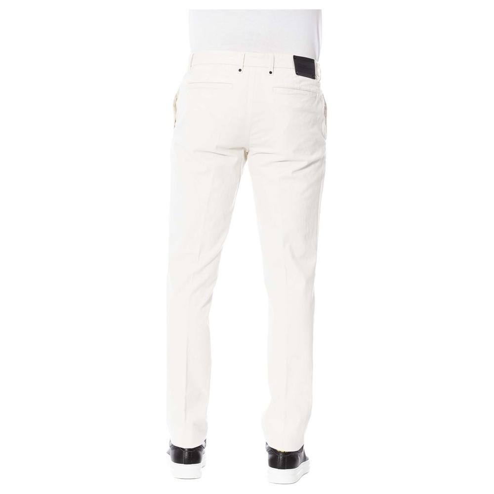 Elegant White Cotton Blend Trousers