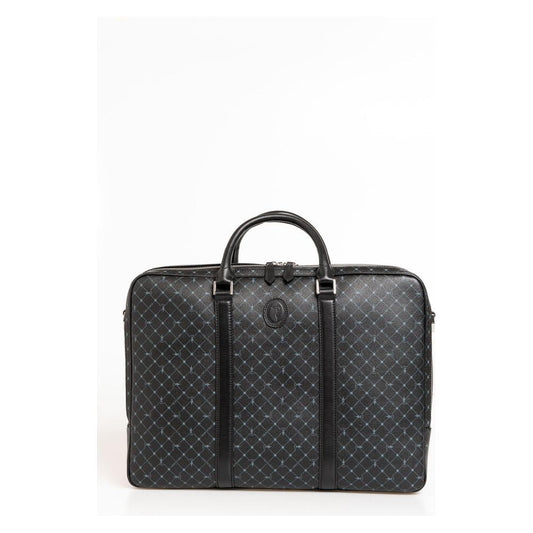 Elegant Black Leather Briefcase with Shoulder Strap