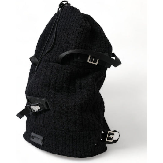 Elegant Tricot Wool-Blend Backpack in Black