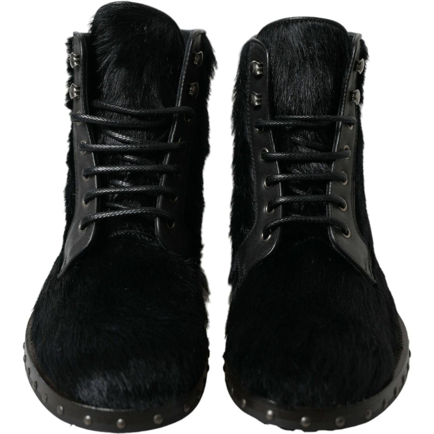 Elegant Black Calf Leather Lace-Up Boots