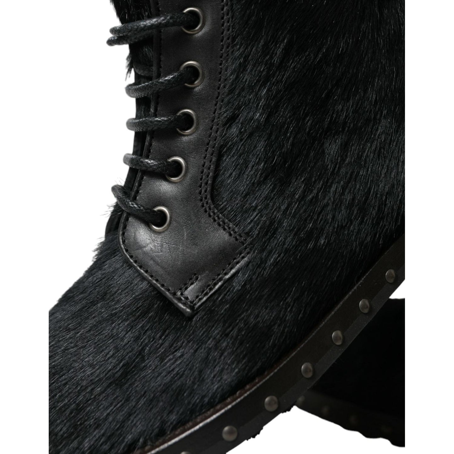 Elegant Black Calf Leather Lace-Up Boots