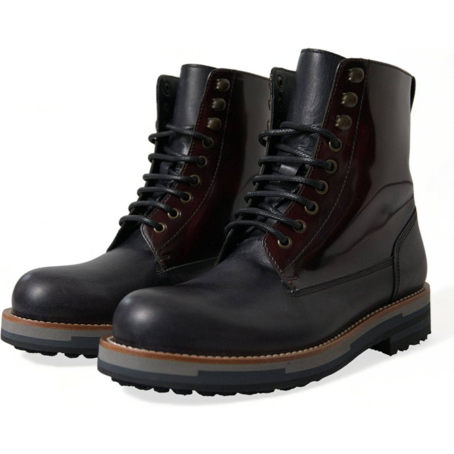 Elegant Bi-Color Leather Boots