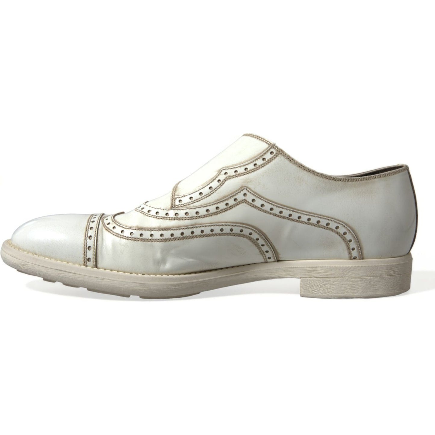 Elegant White Leather Derby Dress Shoes