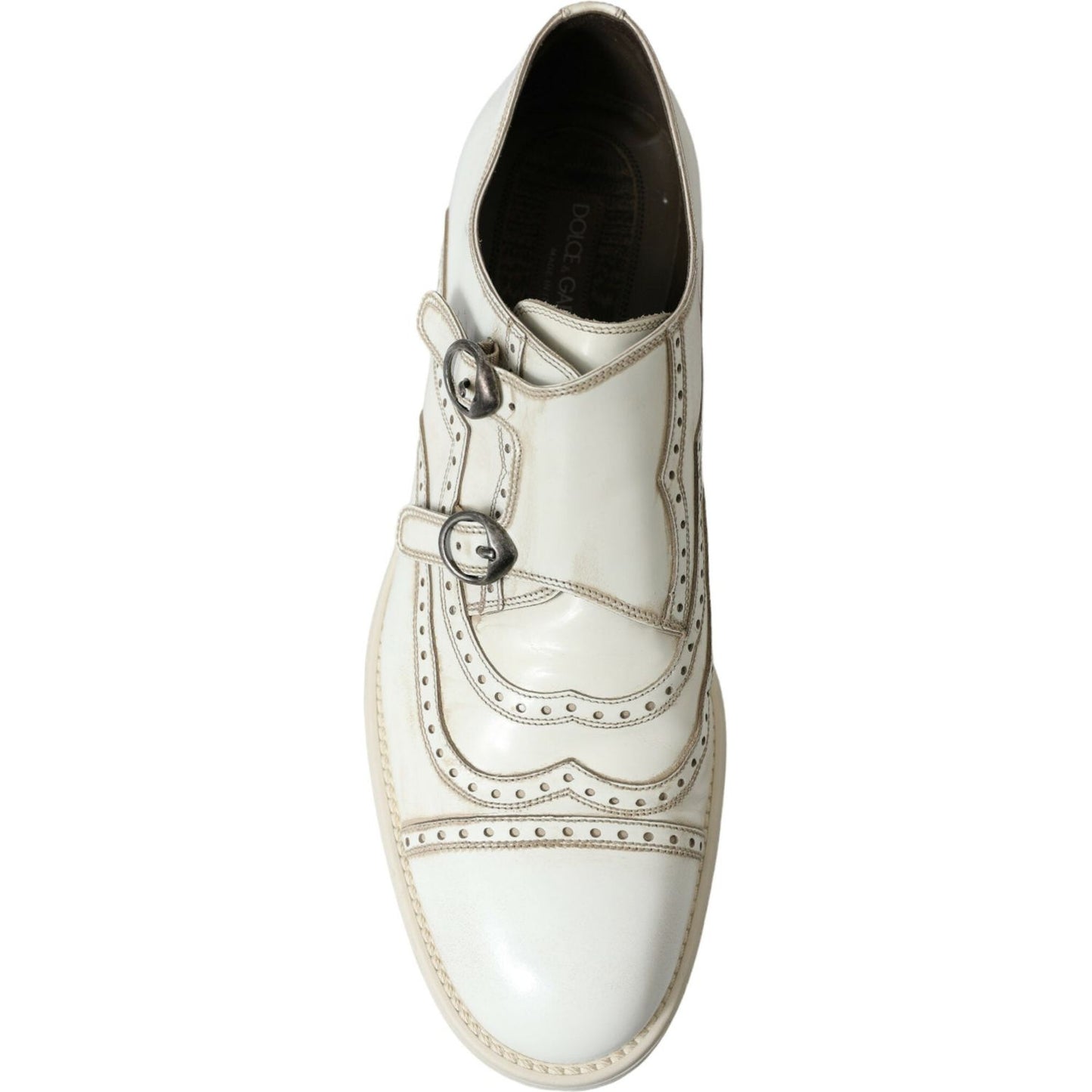 Elegant White Leather Derby Dress Shoes