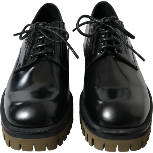 Elegant Black Leather Derby Dress Shoes