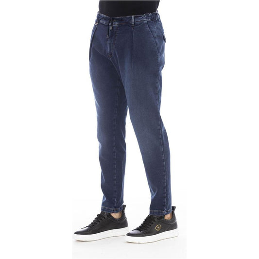 Sleek Blue Denim Jeans with Logo Detail