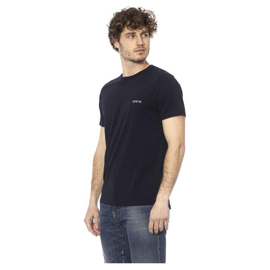 Distretto12 Chic Blue Crew Neck Cotton Tee Distretto12