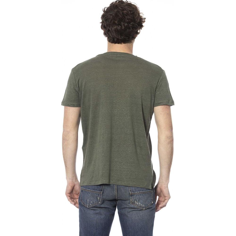 Elegant Green Crew Neck Cotton Tee