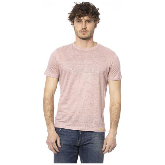 Distretto12 Chic Pink Cotton Crew Neck Tee Distretto12