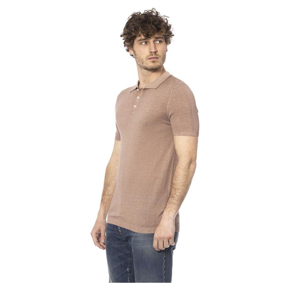 Beige Cotton Polo Short Sleeves Classic Top