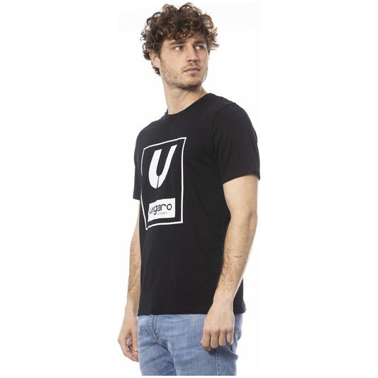 Sleek Black Cotton Crew Neck Tee