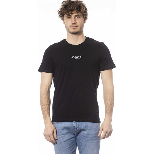 Sleek Black Cotton Crew Neck T-Shirt