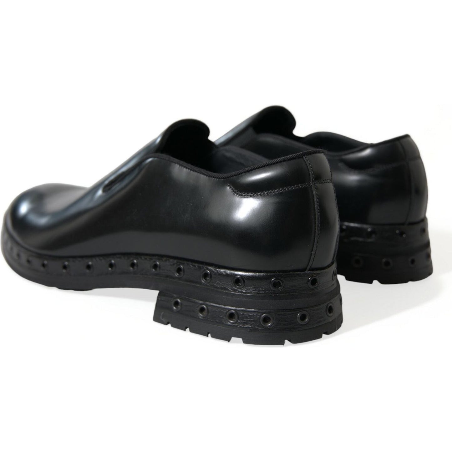 Elegant Black Leather Studded Loafers