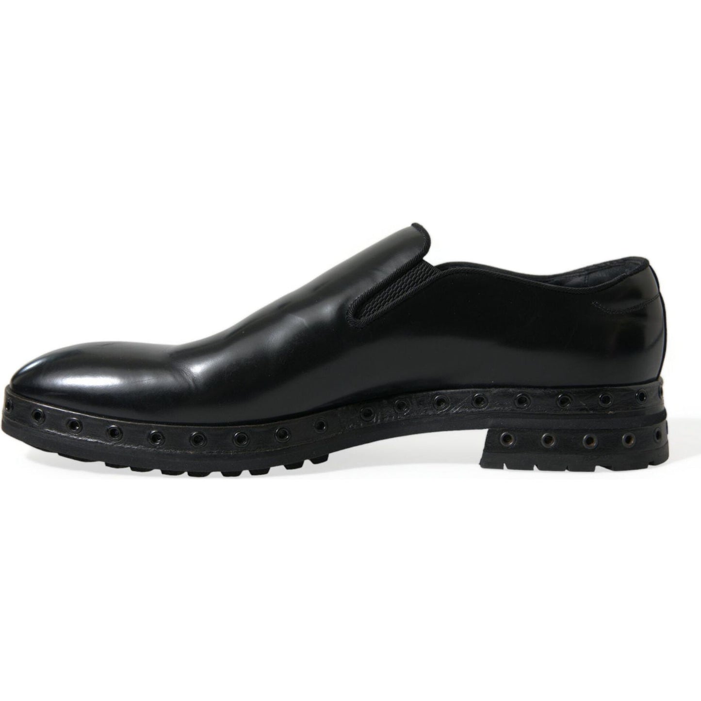 Elegant Black Leather Studded Loafers