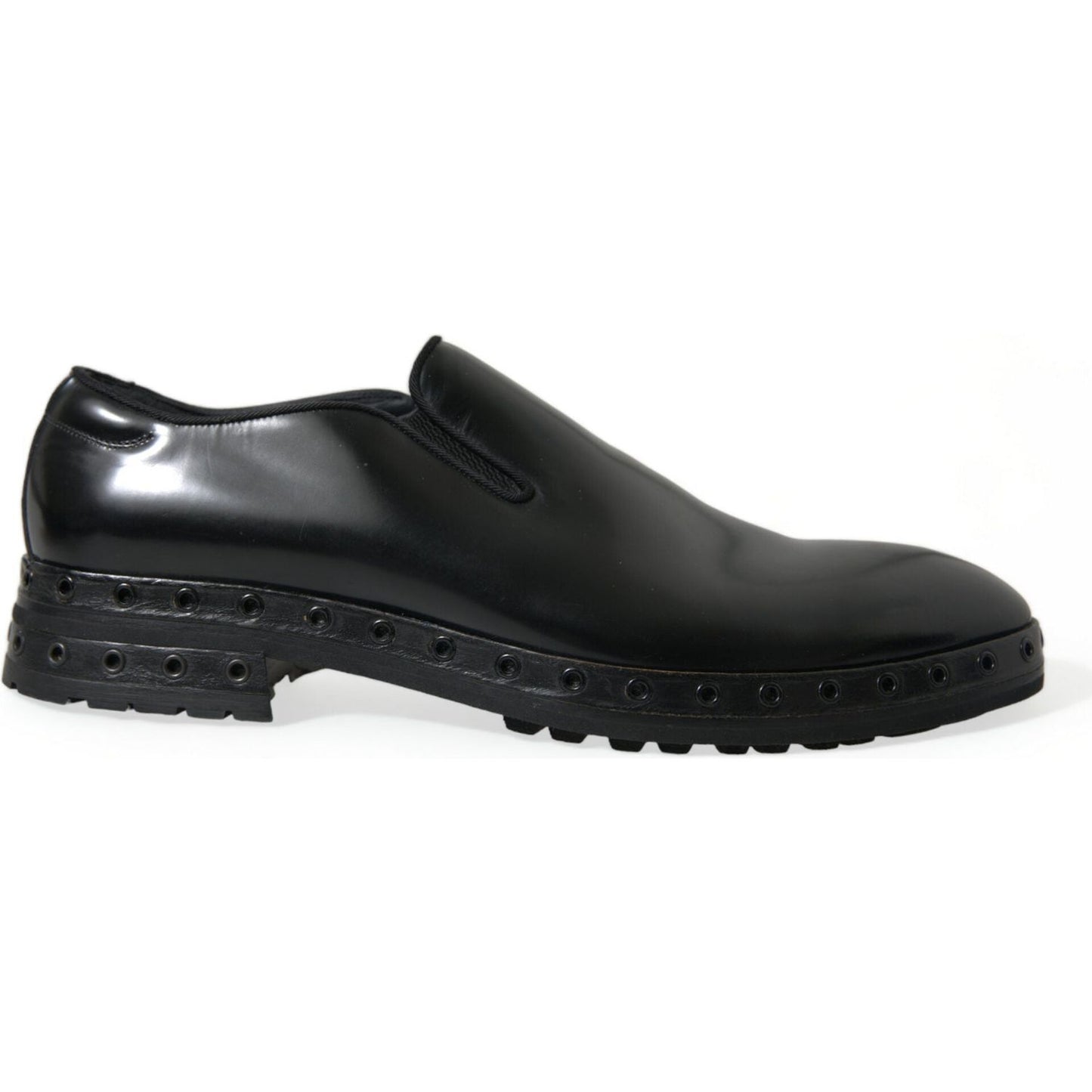 Elegant Black Leather Studded Loafers