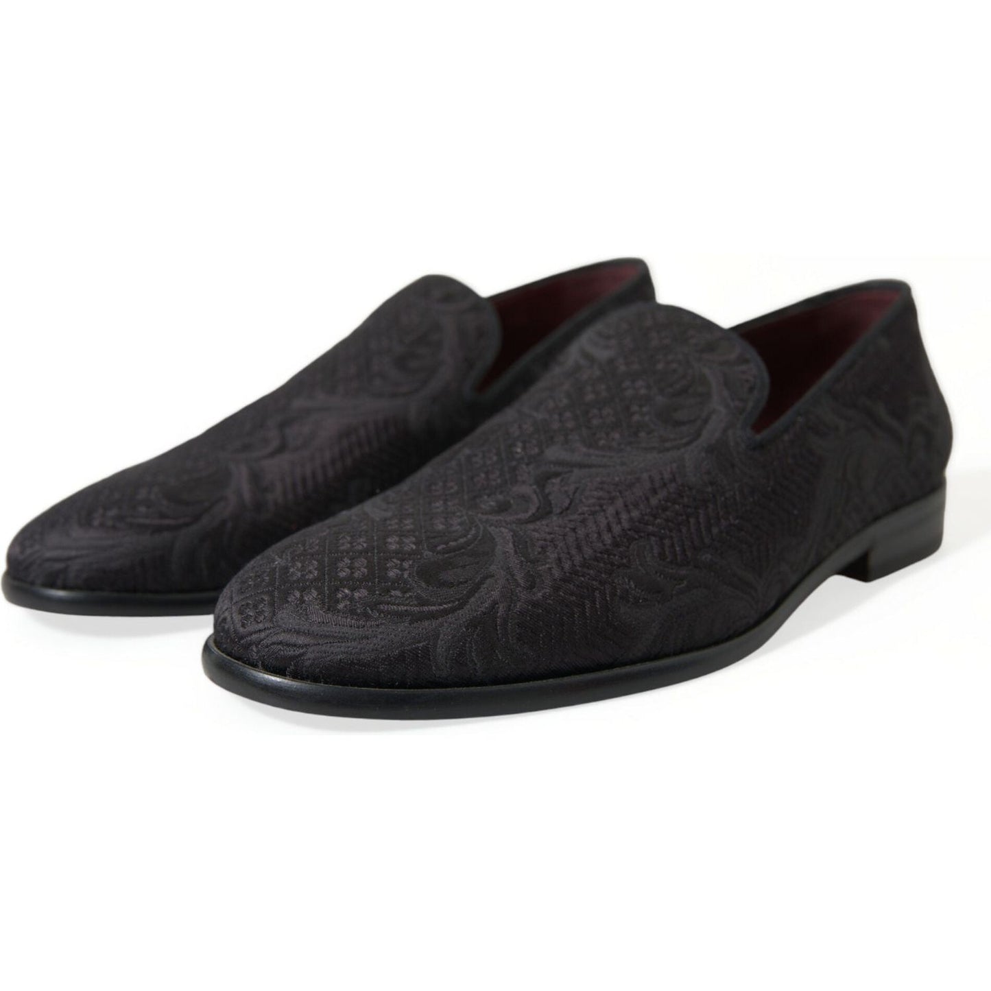 Elegant Black Brocade Dress Loafers