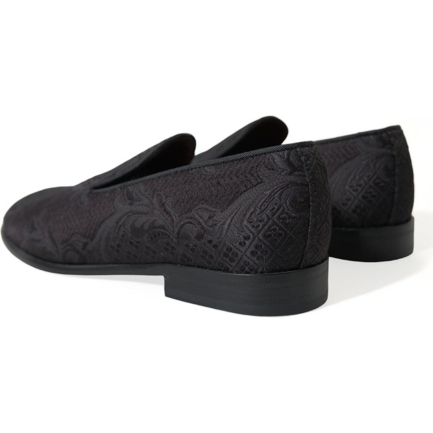 Elegant Black Brocade Dress Loafers