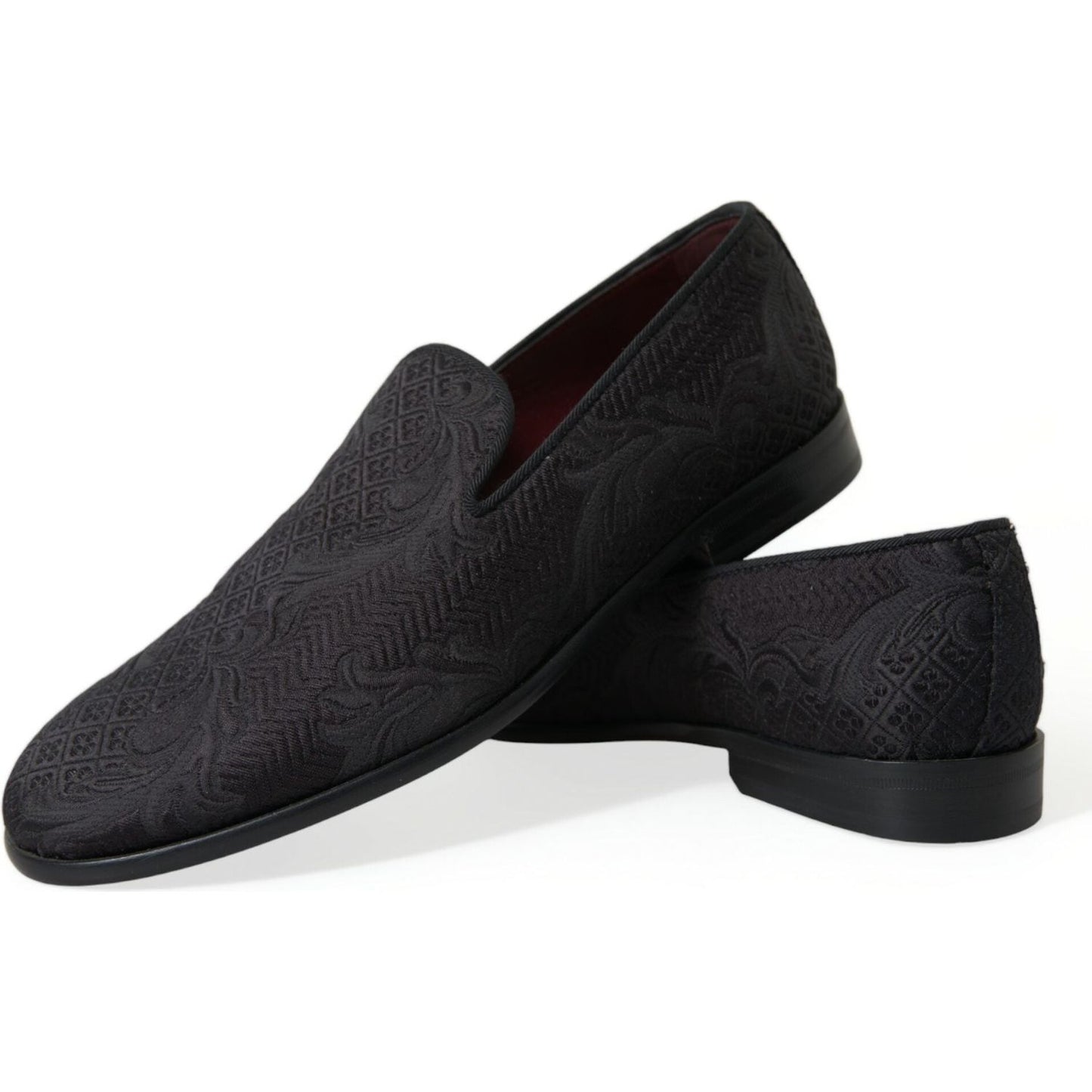 Elegant Black Brocade Dress Loafers