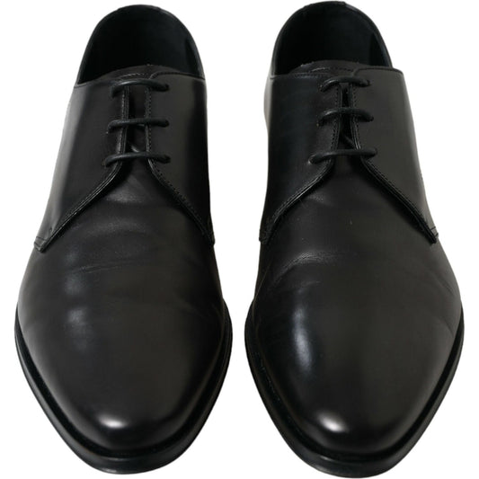 Elegant Black Leather Derby Dress Shoes