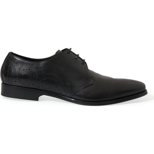 Elegant Black Leather Derby Dress Shoes