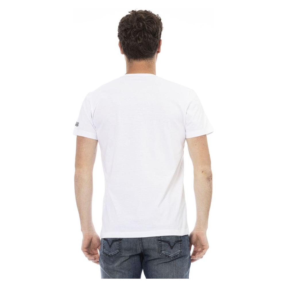 Elegant White V-Neck Tee with Front Print