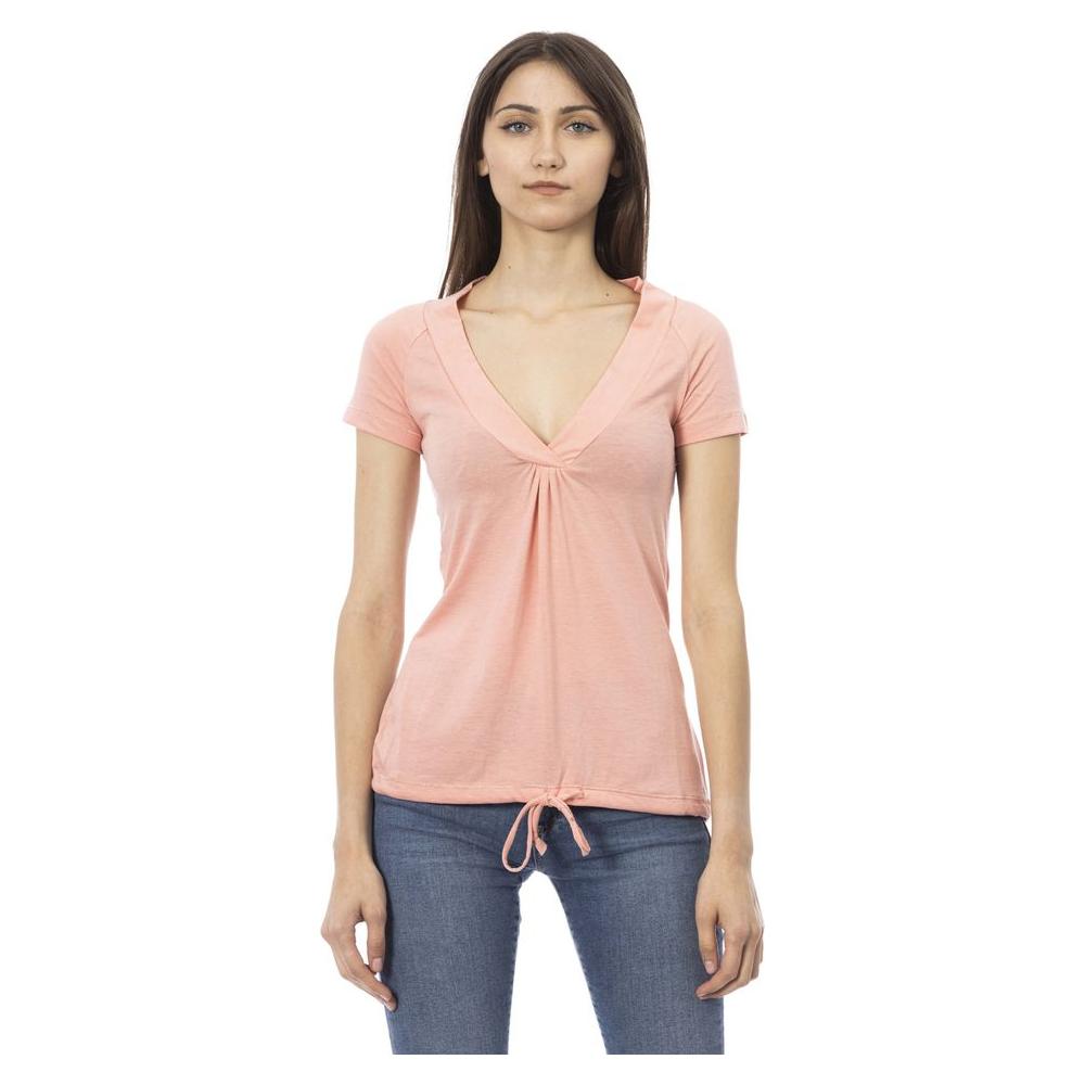 Elegant Pink Short Sleeve Tee with Chic Print