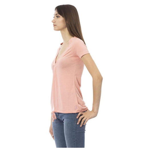 Elegant Pink Short Sleeve Tee with Chic Print