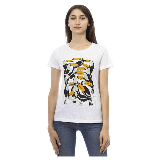 Trussardi Action Chic White Short Sleeve Tee with Exclusive Print Trussardi Action