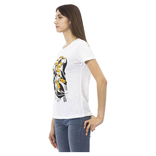 Trussardi Action Chic White Short Sleeve Tee with Exclusive Print Trussardi Action