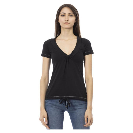 Trussardi Action Chic Black Cotton Tee with Unique Front Print Trussardi Action