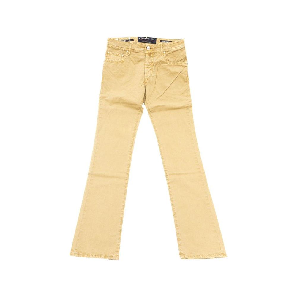 Elegant Beige Cotton Blend Jeans