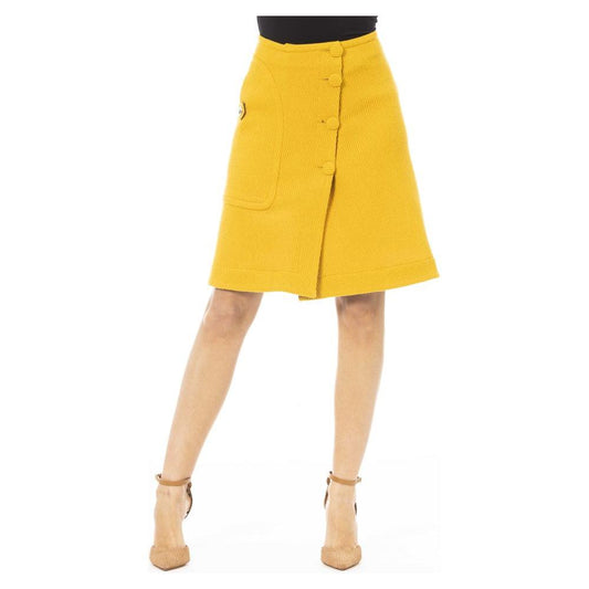 Elegant Yellow Wool-Blend Skirt