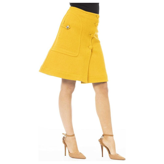 Elegant Yellow Wool-Blend Skirt