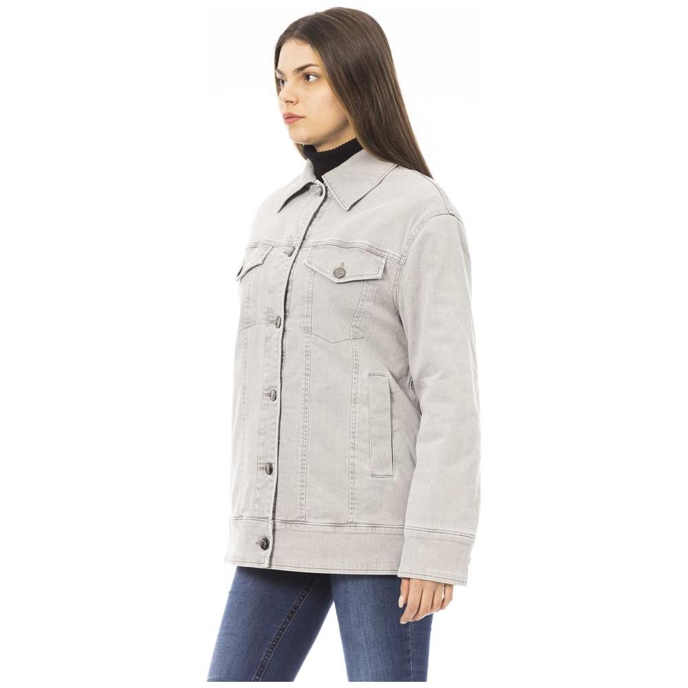 Elegant Gray Cotton Blend Jacket